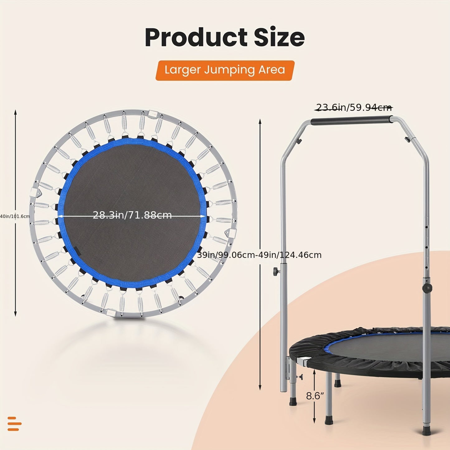 Luminaheart ™ Mini Fitness Trampoline-Max Load 550 lbs