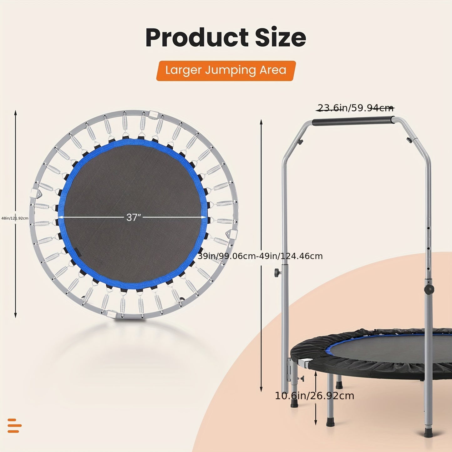Luminaheart ™ Mini Fitness Trampoline-Max Load 550 lbs
